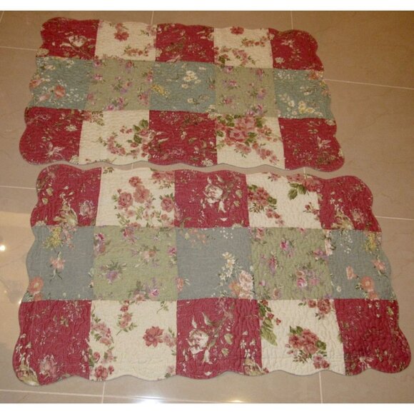 Brylane Home Multi-Color Floral Patchwork Quilted Pillow Shams Set of 2 - Picture 2 of 9